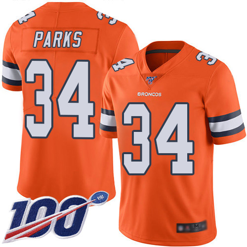 Men Denver Broncos #34 Will Parks Limited Orange Rush Vapor Untouchable 100th Season Football NFL Jersey->denver broncos->NFL Jersey